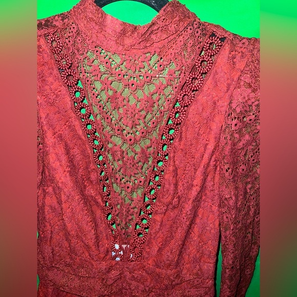 Saylor Celia Elegant Burgundy Lace Dress size XS - Picture 8 of 11